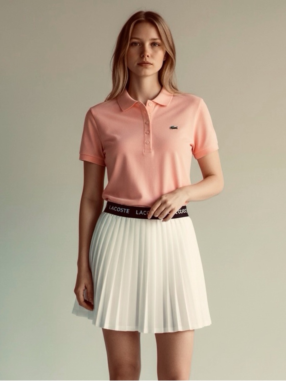 Lacoste Piqué Polo Salmon Color Shirt - Picture 1 of 6